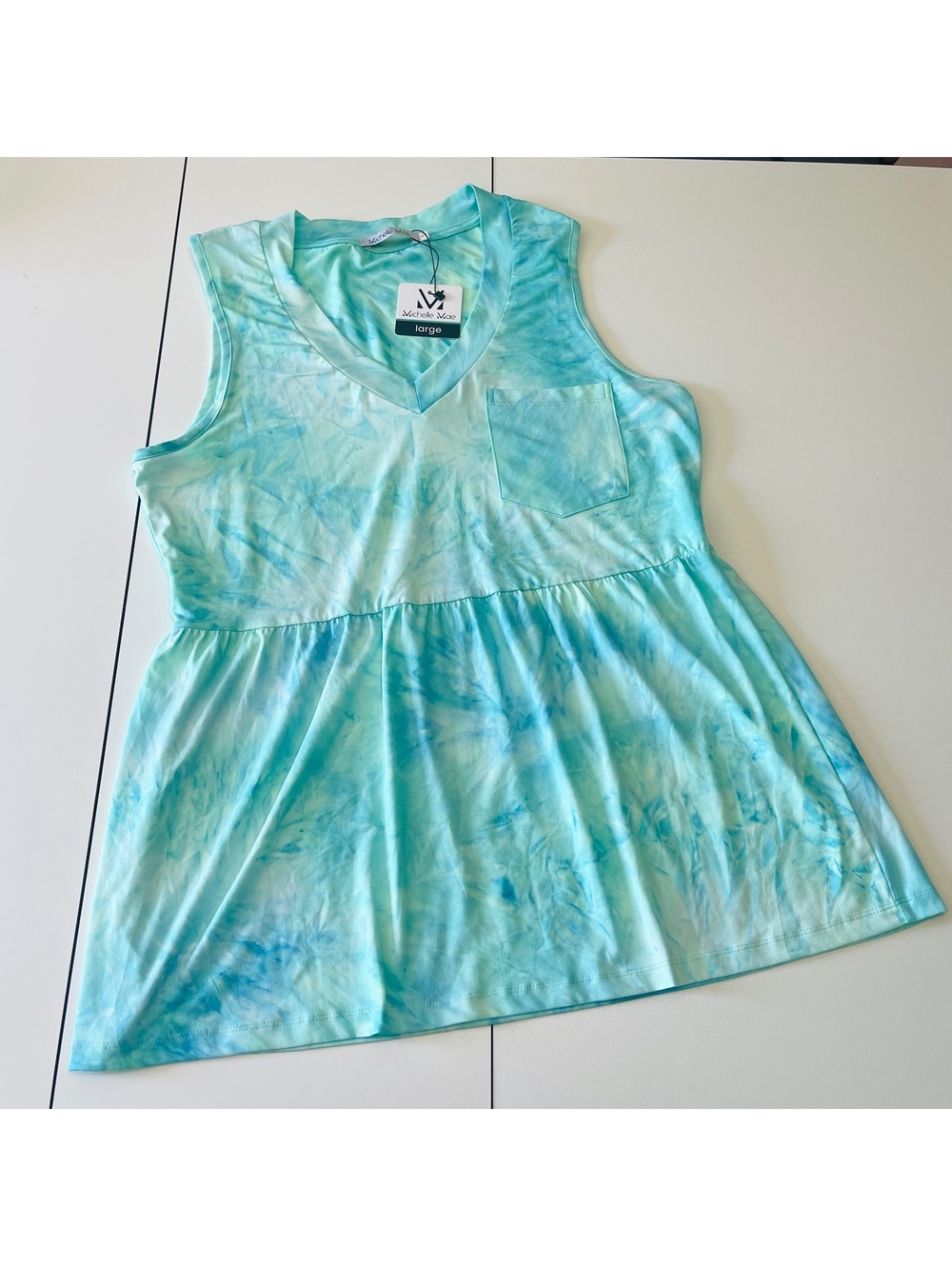 Michelle Mae Women's Tie Dye Peplum Sleeveless Tank Top